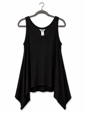 Hard Tail Black Handkerchief Hem Tank Top Flowy Sleeveless Rayon Blend Sz Small